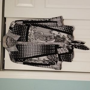 NYGARD Blouse, black & white print, size 2x